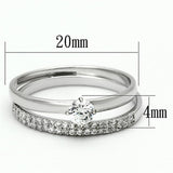 Rhodium 925 Sterling Silver Ring with AAA Grade CZ  in Clear