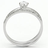 Rhodium 925 Sterling Silver Ring with AAA Grade CZ  in Clear