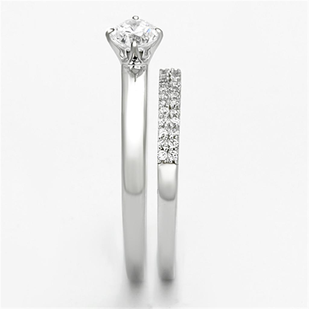 Rhodium 925 Sterling Silver Ring with AAA Grade CZ  in Clear