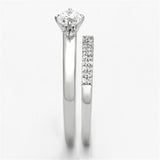 Rhodium 925 Sterling Silver Ring with AAA Grade CZ  in Clear