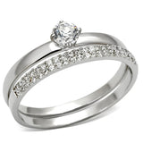 Rhodium 925 Sterling Silver Ring with AAA Grade CZ  in Clear