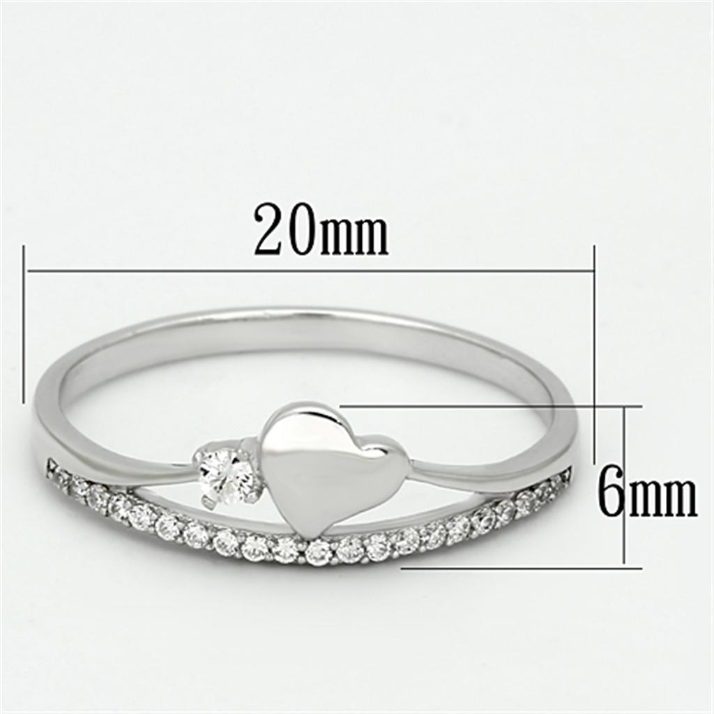 Rhodium 925 Sterling Silver Ring with AAA Grade CZ  in Clear