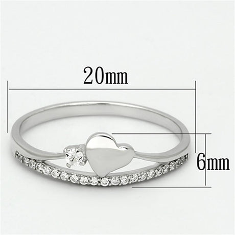 Rhodium 925 Sterling Silver Ring with AAA Grade CZ  in Clear