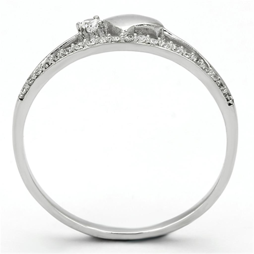 Rhodium 925 Sterling Silver Ring with AAA Grade CZ  in Clear