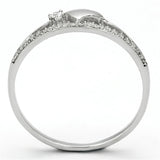 Rhodium 925 Sterling Silver Ring with AAA Grade CZ  in Clear