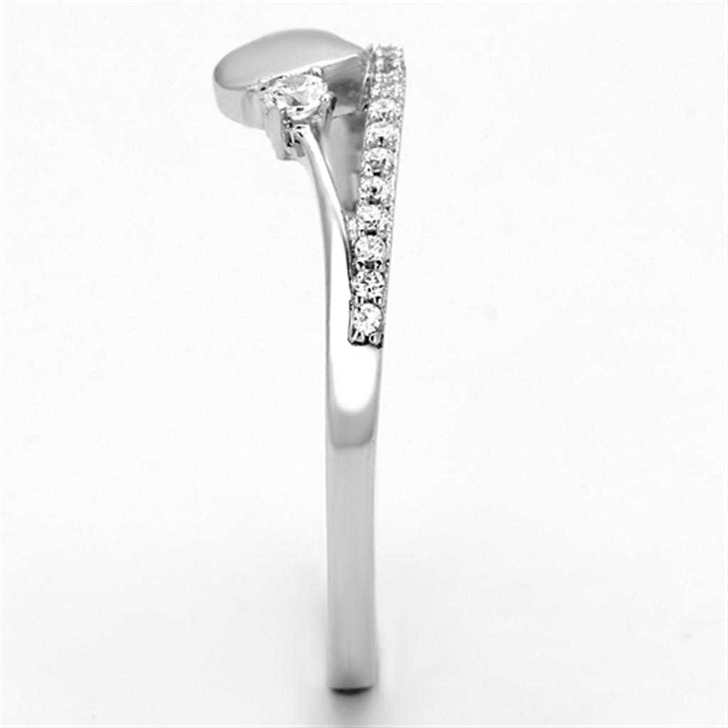 Rhodium 925 Sterling Silver Ring with AAA Grade CZ  in Clear