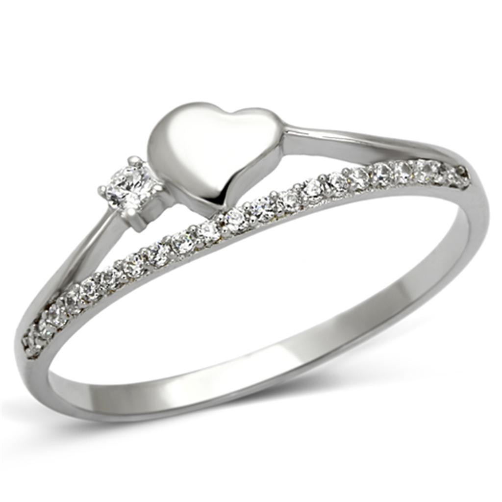 Rhodium 925 Sterling Silver Ring with AAA Grade CZ  in Clear