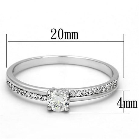 Rhodium 925 Sterling Silver Ring with AAA Grade CZ  in Clear