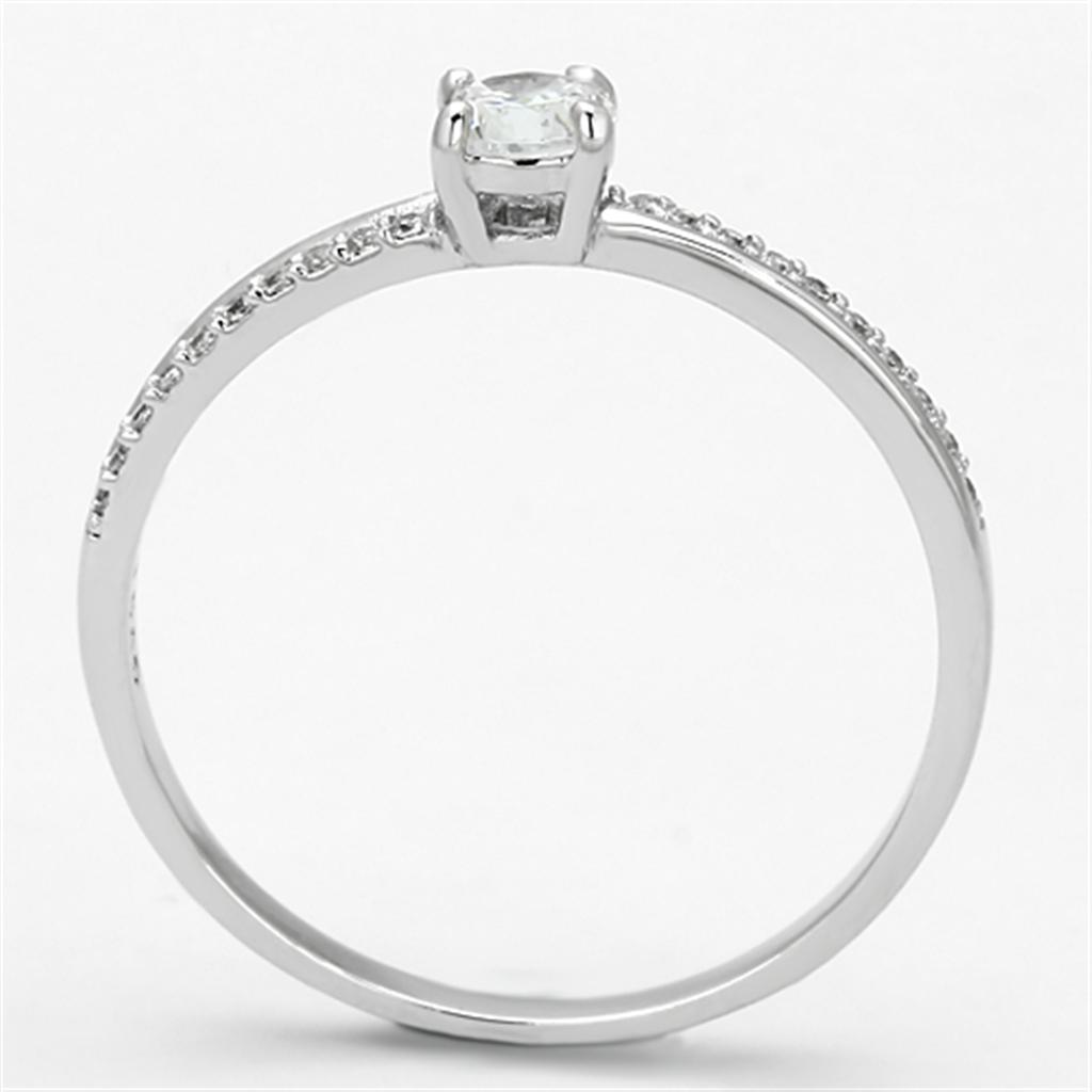 Rhodium 925 Sterling Silver Ring with AAA Grade CZ  in Clear