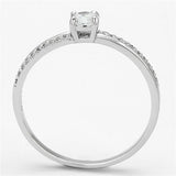 Rhodium 925 Sterling Silver Ring with AAA Grade CZ  in Clear