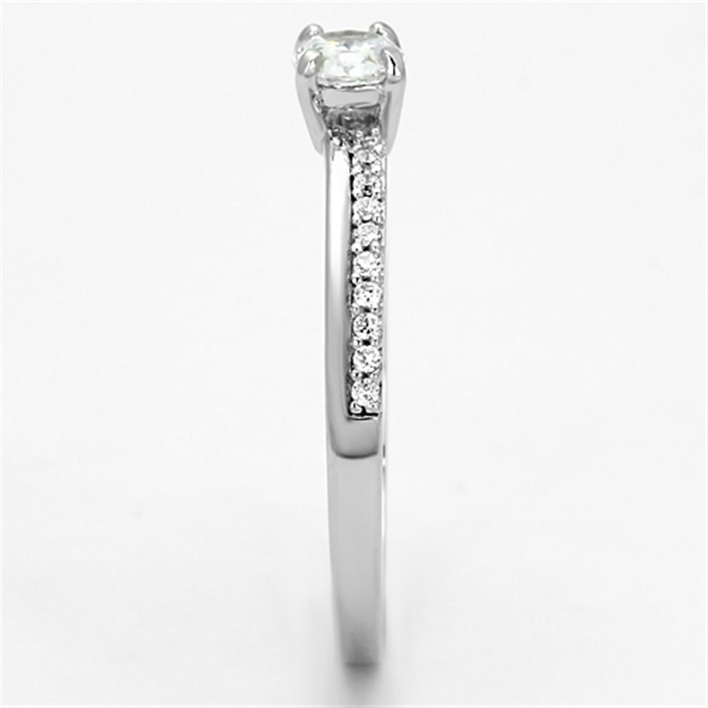 Rhodium 925 Sterling Silver Ring with AAA Grade CZ  in Clear