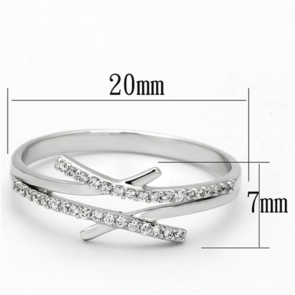 Rhodium 925 Sterling Silver Ring with AAA Grade CZ  in Clear