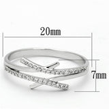 Rhodium 925 Sterling Silver Ring with AAA Grade CZ  in Clear
