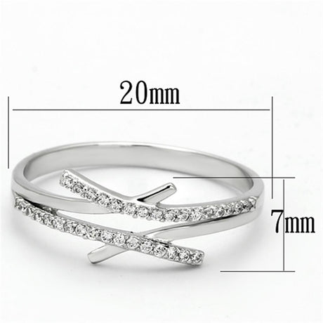 Rhodium 925 Sterling Silver Ring with AAA Grade CZ  in Clear