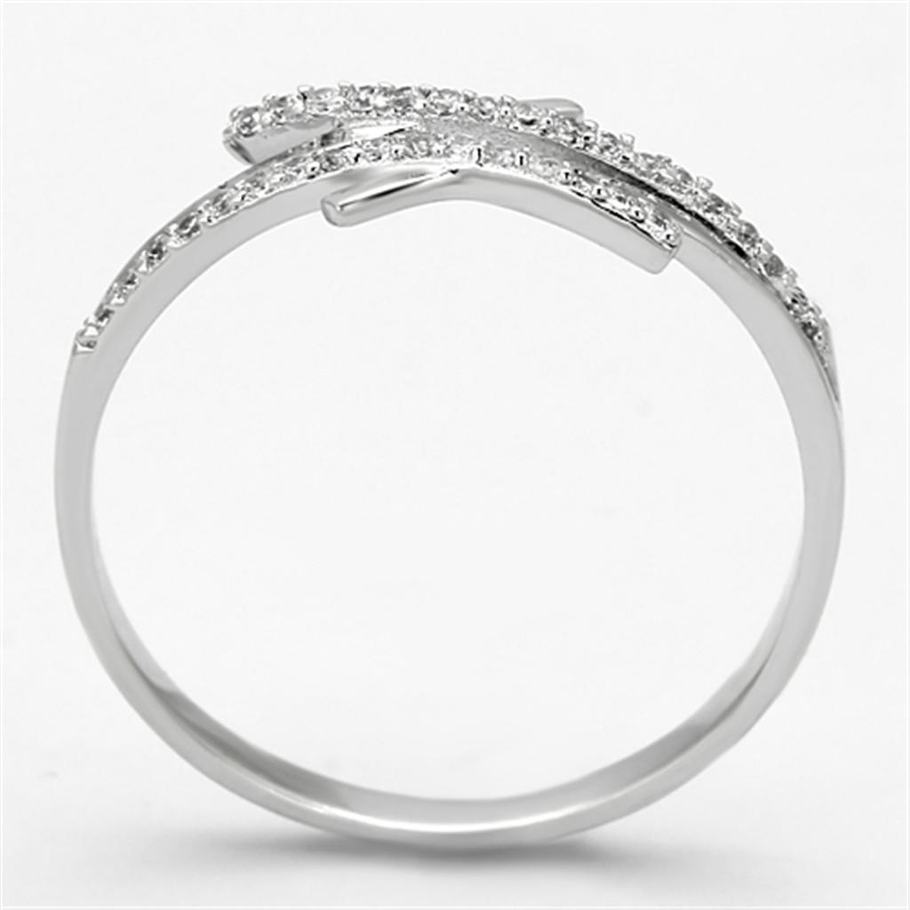 Rhodium 925 Sterling Silver Ring with AAA Grade CZ  in Clear