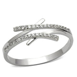 Rhodium 925 Sterling Silver Ring with AAA Grade CZ  in Clear