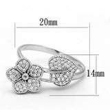 Rhodium 925 Sterling Silver Ring with AAA Grade CZ  in Clear