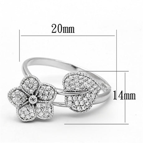 Rhodium 925 Sterling Silver Ring with AAA Grade CZ  in Clear