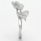 Rhodium 925 Sterling Silver Ring with AAA Grade CZ  in Clear