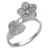 Rhodium 925 Sterling Silver Ring with AAA Grade CZ  in Clear