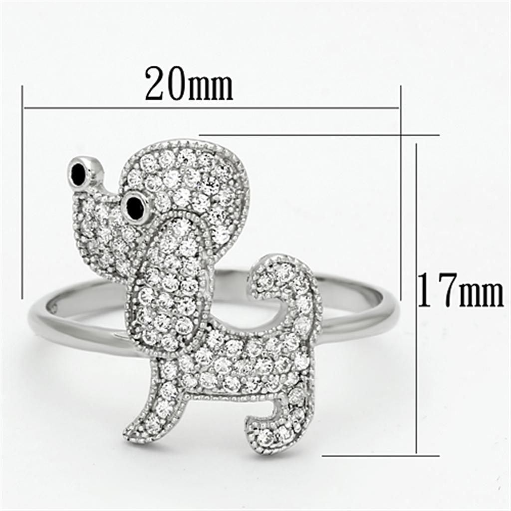 Rhodium 925 Sterling Silver Ring with AAA Grade CZ  in Black Diamond