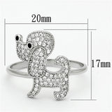 Rhodium 925 Sterling Silver Ring with AAA Grade CZ  in Black Diamond