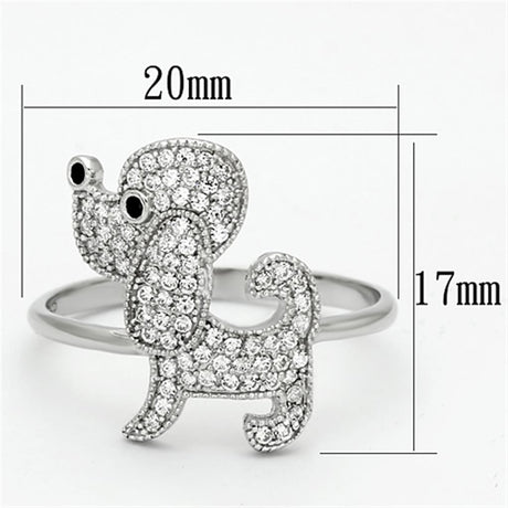 Rhodium 925 Sterling Silver Ring with AAA Grade CZ  in Black Diamond