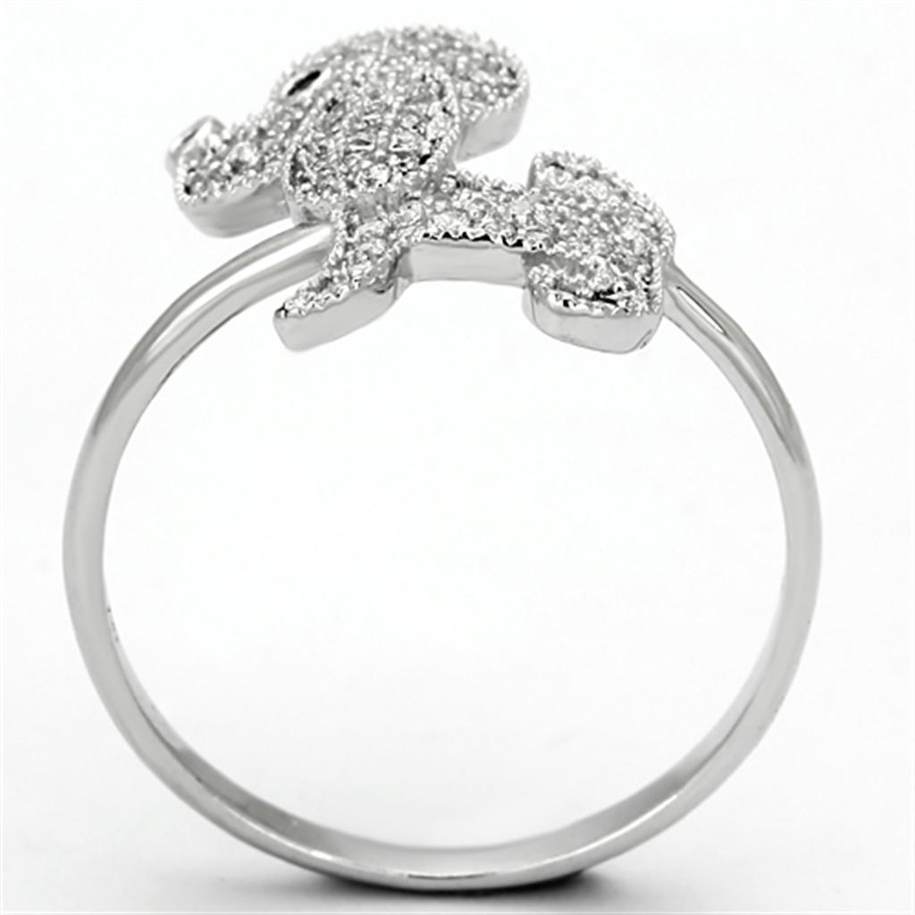 Rhodium 925 Sterling Silver Ring with AAA Grade CZ  in Black Diamond