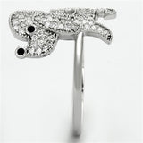 Rhodium 925 Sterling Silver Ring with AAA Grade CZ  in Black Diamond