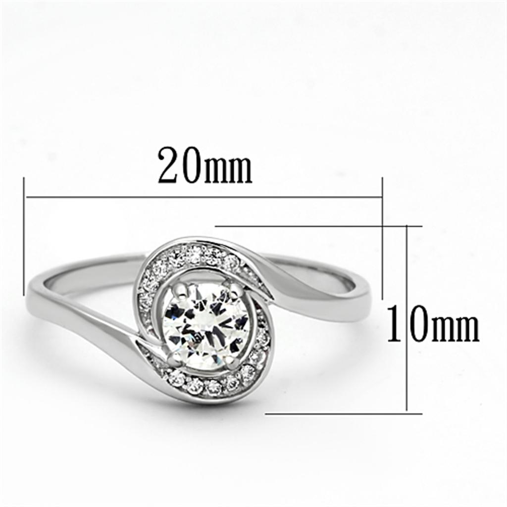 Rhodium 925 Sterling Silver Ring with AAA Grade CZ  in Clear