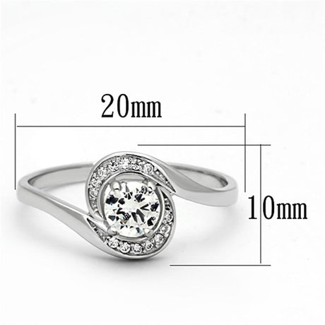 Rhodium 925 Sterling Silver Ring with AAA Grade CZ  in Clear