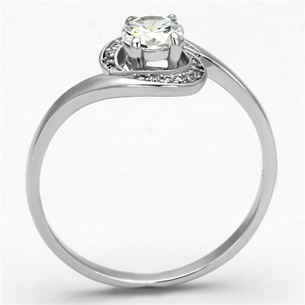 Rhodium 925 Sterling Silver Ring with AAA Grade CZ  in Clear