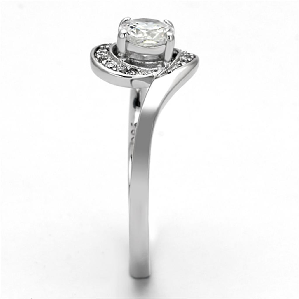 Rhodium 925 Sterling Silver Ring with AAA Grade CZ  in Clear