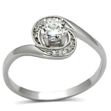 Rhodium 925 Sterling Silver Ring with AAA Grade CZ  in Clear