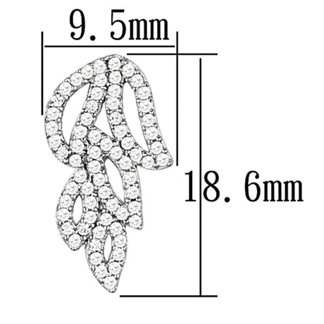 Rhodium 925 Sterling Silver Earrings with AAA Grade CZ  in Clear