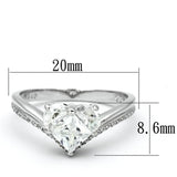 Rhodium 925 Sterling Silver Ring with AAA Grade CZ  in Clear