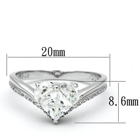 Rhodium 925 Sterling Silver Ring with AAA Grade CZ  in Clear