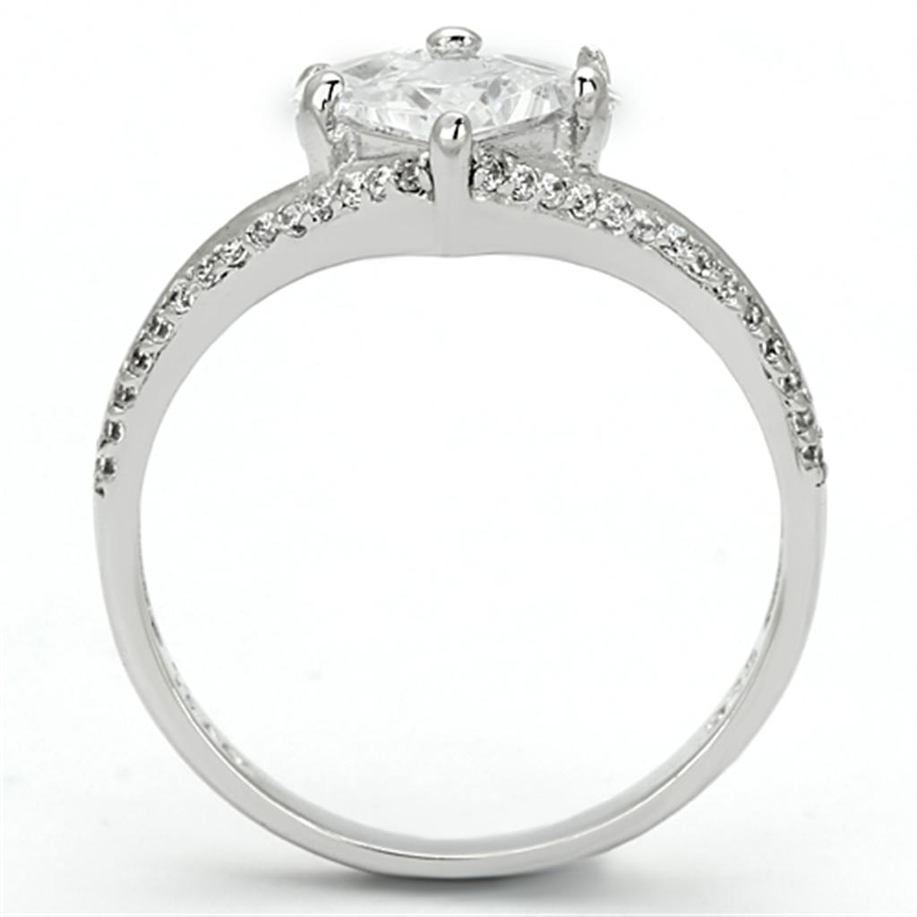 Rhodium 925 Sterling Silver Ring with AAA Grade CZ  in Clear