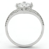 Rhodium 925 Sterling Silver Ring with AAA Grade CZ  in Clear