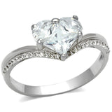Rhodium 925 Sterling Silver Ring with AAA Grade CZ  in Clear