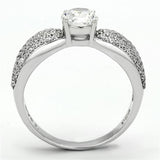 Rhodium 925 Sterling Silver Ring with AAA Grade CZ  in Clear