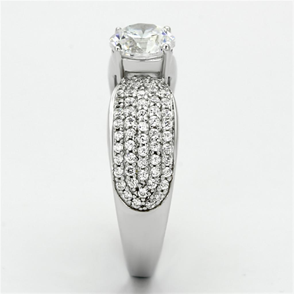 Rhodium 925 Sterling Silver Ring with AAA Grade CZ  in Clear