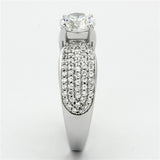Rhodium 925 Sterling Silver Ring with AAA Grade CZ  in Clear