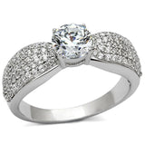Rhodium 925 Sterling Silver Ring with AAA Grade CZ  in Clear