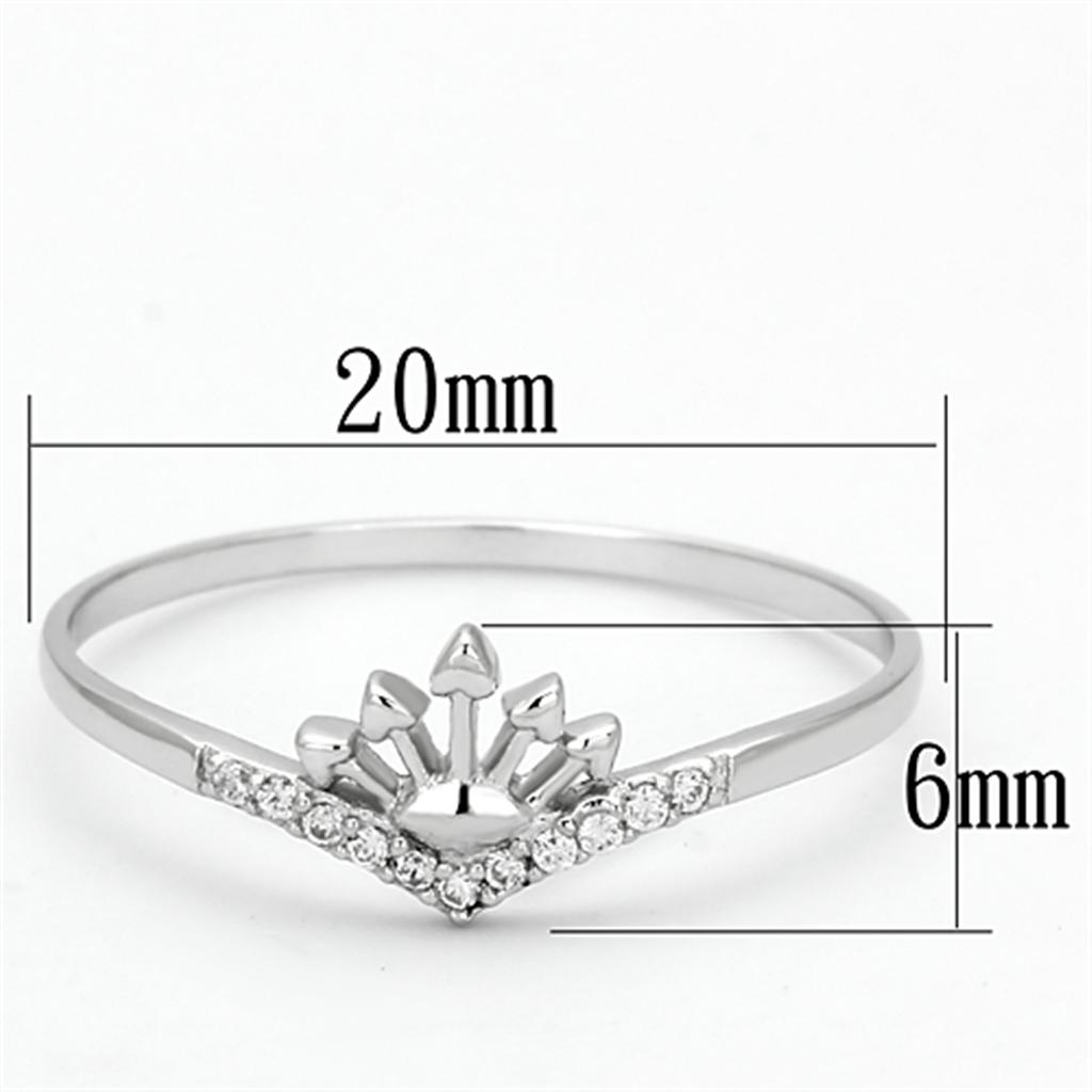Rhodium 925 Sterling Silver Ring with AAA Grade CZ  in Clear