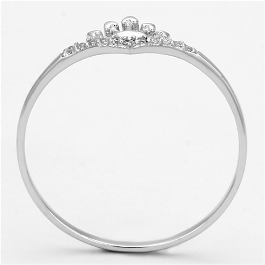 Rhodium 925 Sterling Silver Ring with AAA Grade CZ  in Clear