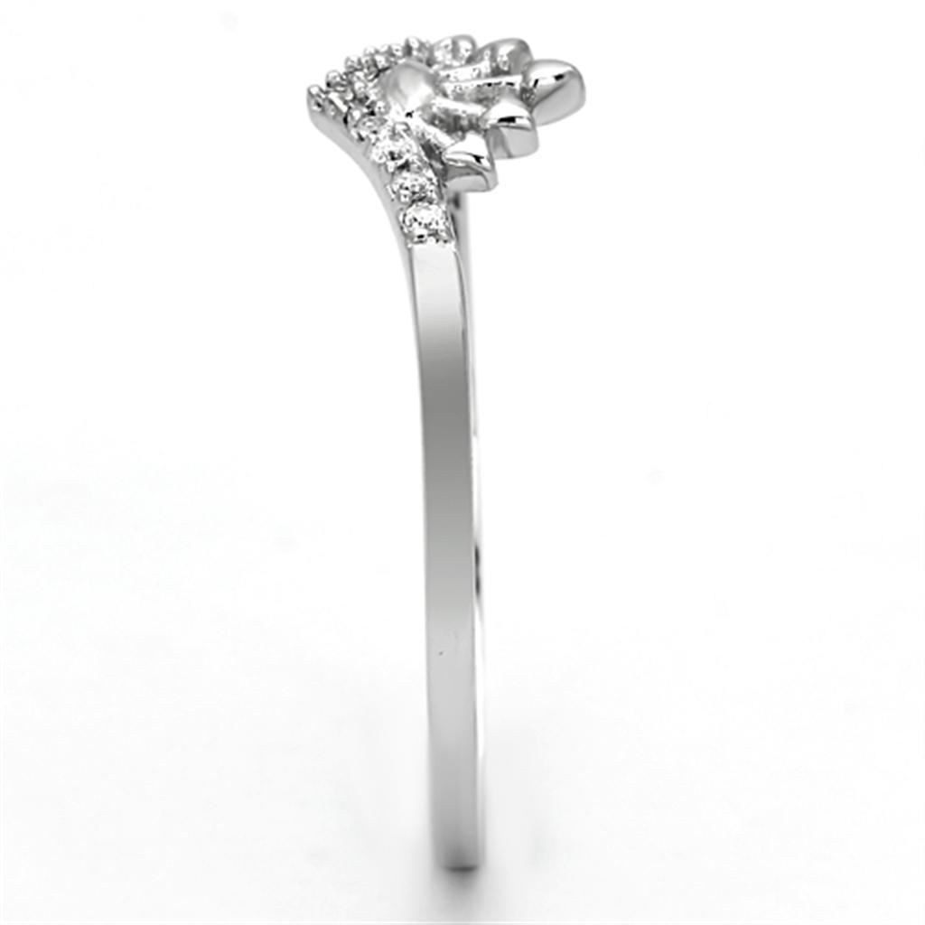Rhodium 925 Sterling Silver Ring with AAA Grade CZ  in Clear