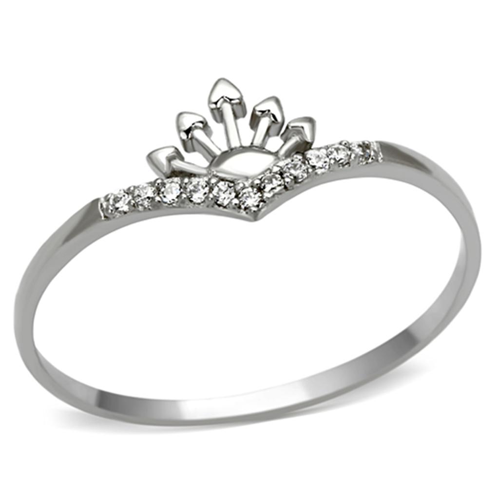Rhodium 925 Sterling Silver Ring with AAA Grade CZ  in Clear