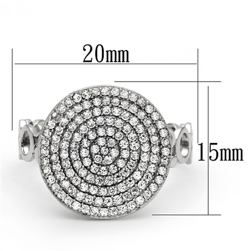 Rhodium 925 Sterling Silver Ring with AAA Grade CZ  in Clear