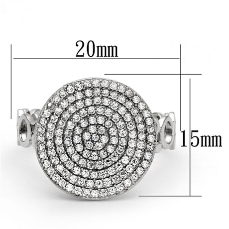 Rhodium 925 Sterling Silver Ring with AAA Grade CZ  in Clear